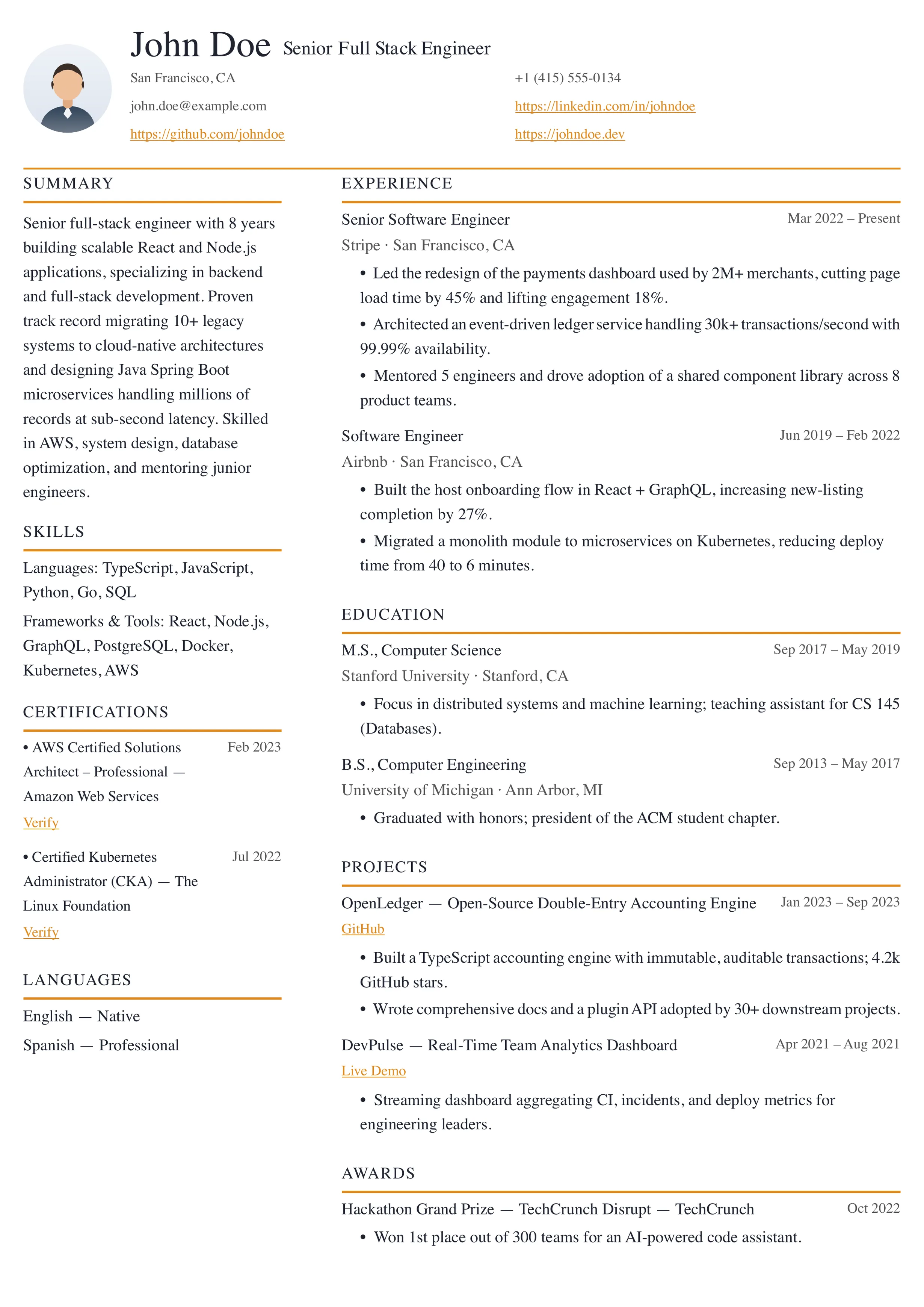 The Service Company Fresher template preview